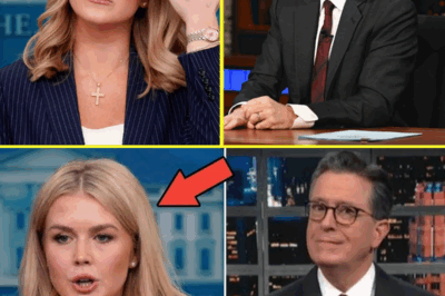 Karoline Leavitt Hijacks Colbert’s Stage in Explosive On-Air Clash—Audience Gasped, Show Abruptly Cut, and TV History Made!