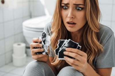 While my husband was not at home, my father-in-law told me to take a hammer and break the tile behind the toilet: behind the tile, I saw a hole, and in that hole, something horrifying was hidden