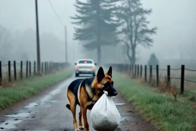 A woman saw a German Shepherd dragging a heavy sack… What she found inside made her hair stand on end….