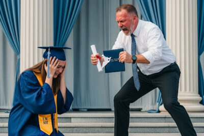 At Graduation, Dad Tore Up My Diploma and Smashed the Trophy on My Head Saying: