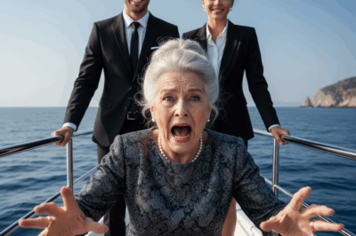 “Time to meet the sharks,” my daughter-in-law whispered before sending me over the yacht’s edge. My son watched, smiling as the sea swallowed me. Their aim? To claim my ten million dollar fortune…