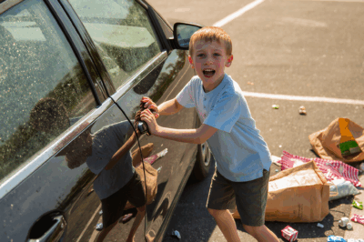 A Barefoot Child Was Crying and Pounding on a Car Door — When I Looked Inside, My Heart Nearly Stopped