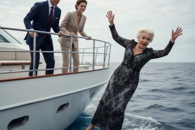 “‘Time to meet the sharks,’ my daughter-in-law whispered before she shoved me overboard. My son watched, smiling, as the sea swallowed me. Their goal? To claim my ten-million-dollar fortune. But when they returned to the mansion, triumphant, I was waiting for them — with a ‘gift.’