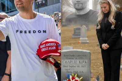 THE GRAVE SPEAKS: Erika Kirk Shatters the Silence. The wind howled across the cemetery as Erika Kirk fell to her knees beside her husband’s grave. Her fingers traced his name carved in cold stone — the man the world thought had simply died. But tonight, she could no longer bear the lie. With tears burning down her cheeks, she whispered, “They did this to you… and I stayed silent too long.” Her voice trembled, then rose — raw, unfiltered, unstoppable. The secret she carried had become poison, and this was her breaking point. Charlie Kirk’s death was no tragedy of chance. It was a plan — cruel, deliberate, hidden in shadows.