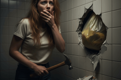 While my husband was not at home, my father-in-law told me to take a hammer and break the tile behind the toilet: behind the tile, I saw a hole, and in that hole, something horrifying was hidden