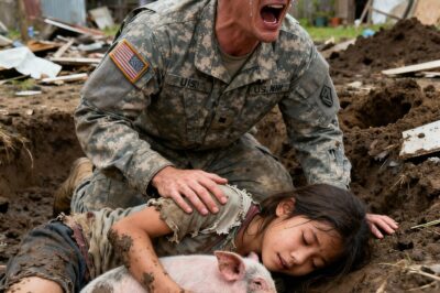 Here is the grammatically correct English translation of the text:  When a father finally returned from the army, he never expected to find his young daughter sleeping in a pigsty, but what he discovered next was more than shocking…