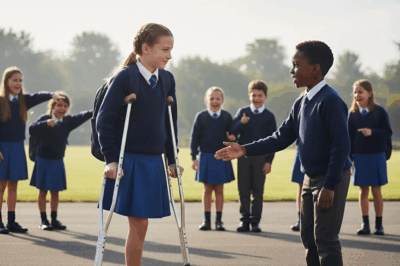 No One Wanted to Play With the Girl on Crutches, Until the Homeless Black Boy Arrived and Shattered Their Perfect Little World.