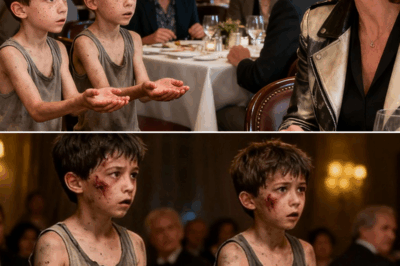 Two homeless twin boys walked up to a millionaire’s table and said, “Ma’am, could we have some of your leftover food?” The millionaire looked up and was stunned — the boys looked exactly like the two sons she had been searching for ever since they went missing…