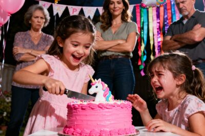 At my daughter’s fifth birthday party, they gave the knife to my niece and told her to cut the cake while my little girl stood there crying, begging to blow out her own candles.