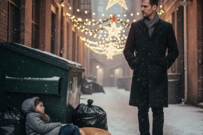 Please don’t take my dog. He’s all I have. I’m not here to take him. Single dad CEO found a little girl and her dog sleeping on trash on Christmas Eve. The truth left him stunned. Snow fell hard that Christmas Eve, covering New York’s cold streets in white silence. But in the alley behind an expensive restaurant beside piles of torn boxes and trash, a little girl was asleep, curled up on the frozen ground, clutching a shivering brown dog to her chest.