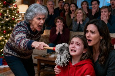 On Christmas Eve, my mother put a filthy mop in my daughter’s hand in front of twenty guests and my wife. —”You eat here for free, so start cleaning,” she said with a triumphant smile. My sister’s daughter added: —”It’s exactly what you deserve, Sophia.”