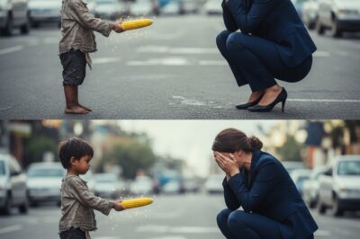 He offered his only food upon seeing her cry on the sidewalk, unaware that she possessed a fortune capable of buying the entire world, but not the happiness she had lost