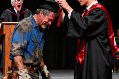 My stepfather was a construction worker for 25 years and raised me to get my PhD. Then the teacher was stunned to see him at the graduation ceremony.
