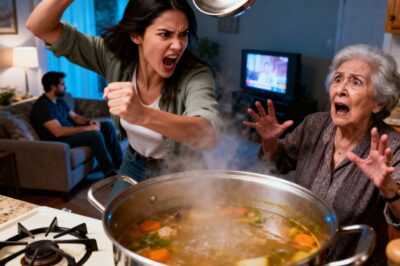 I was stirring the soup when my daughter-in-law slammed the ladle on my head. ‘Who cooks like that, useless woman?!’ she yelled. My son just turned up the TV, pretending not to hear. Five minutes later, a loud crash shook the kitchen. He ran in — and froze at what I’d done.