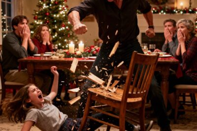 My stepfather pushed me at the Christmas dinner table: “This seat belongs to my real daughter, get out.” I fell to the floor in front of the whole family, but what he didn’t know was that that very night I would change his life forever…