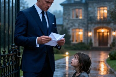 The night the storm hit, a barefoot girl whispered, ‘Hi, Dad,’ through our mansion gates — and when I opened her letter, my whole family dynasty collapsed.