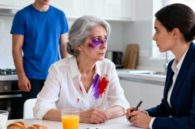 My son h:it me, I kept quiet. The next morning, I cooked a sumptuous feast. He went downstairs, saw the lace tablecloth and cookies, smiled and said: “So, Dad, you finally learned”, but his face changed color as soon as he saw the person sitting at the table…