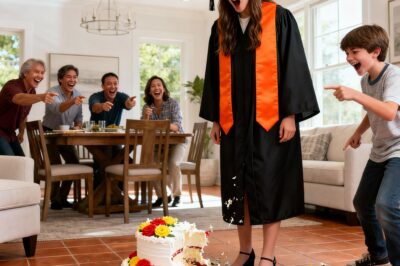 My sister’s son threw my graduation cake on the floor and said, “Eat it off the floor.” The whole table burst out laughing. I didn’t say a word. That same night, Mom texted me: “We have decided to cut off all contact. Stay away forever.” My sister “liked” it. I replied: “Tomorrow I remove my name from all loans.” By midnight, the family chat was flooded…