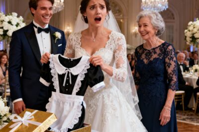 On my daughter’s wedding day, her mother-in-law handed her a gift box. When my daughter opened it, she found a domestic uniform inside. My son-in-law smiled and commented, “Just what you’ll need at home.” My daughter’s eyes filled with tears, and she began to tremble. I silently stood up from my seat and said, “Now, let’s see the gift I have for you.” When my daughter opened my box, the expressions on their faces turned into absolute astonishment.