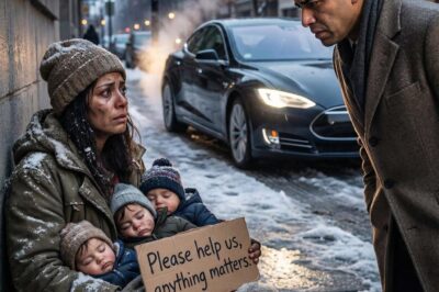 “A millionaire saw his ex-girlfriend begging on the street with three children identical to him — what happened next will break your heart.”
