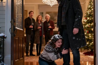 I arrived on Christmas unannounced, but nothing prepared me for seeing her there, trembling under the snow, abandoned by her own husband’s family. I took her in my arms while everyone inside laughed in front of the fireplace. I pushed the door open, silence abruptly fell, and I said, my voice cold as the night: “I will not allow this again.” And then… everything exploded.